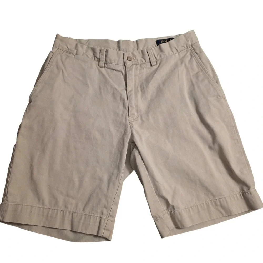Polo Ralph Lauren Mens Classic Fit‎ 9 Inch Khaki Tan Chino Shorts Size 30